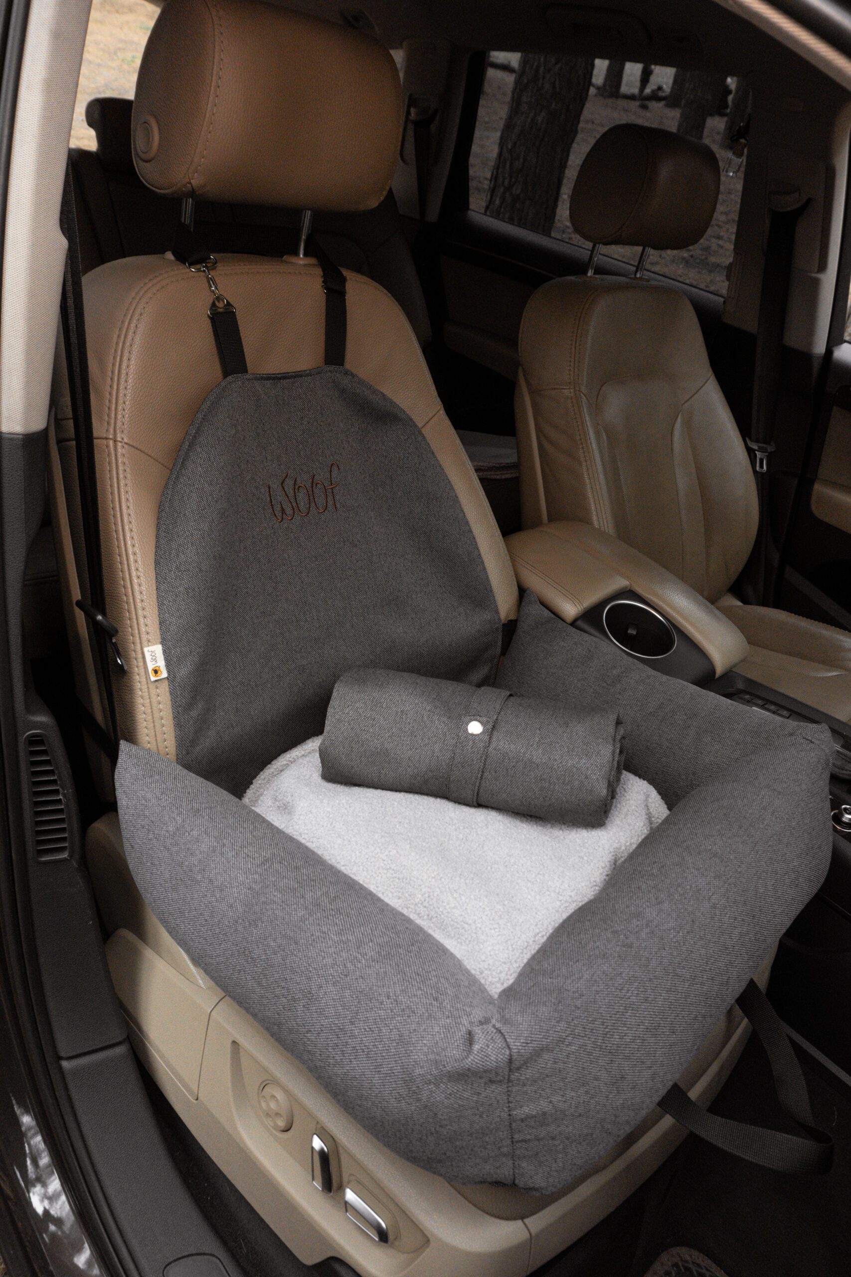 Набір для подорожей з собакою Teddy: Автокрісло 60х55 + двосторонній плед M (Graphite)